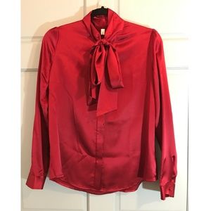 NWT LilySilk Women’s Bow-Tie Neck Long Sleeve Silk Blouse